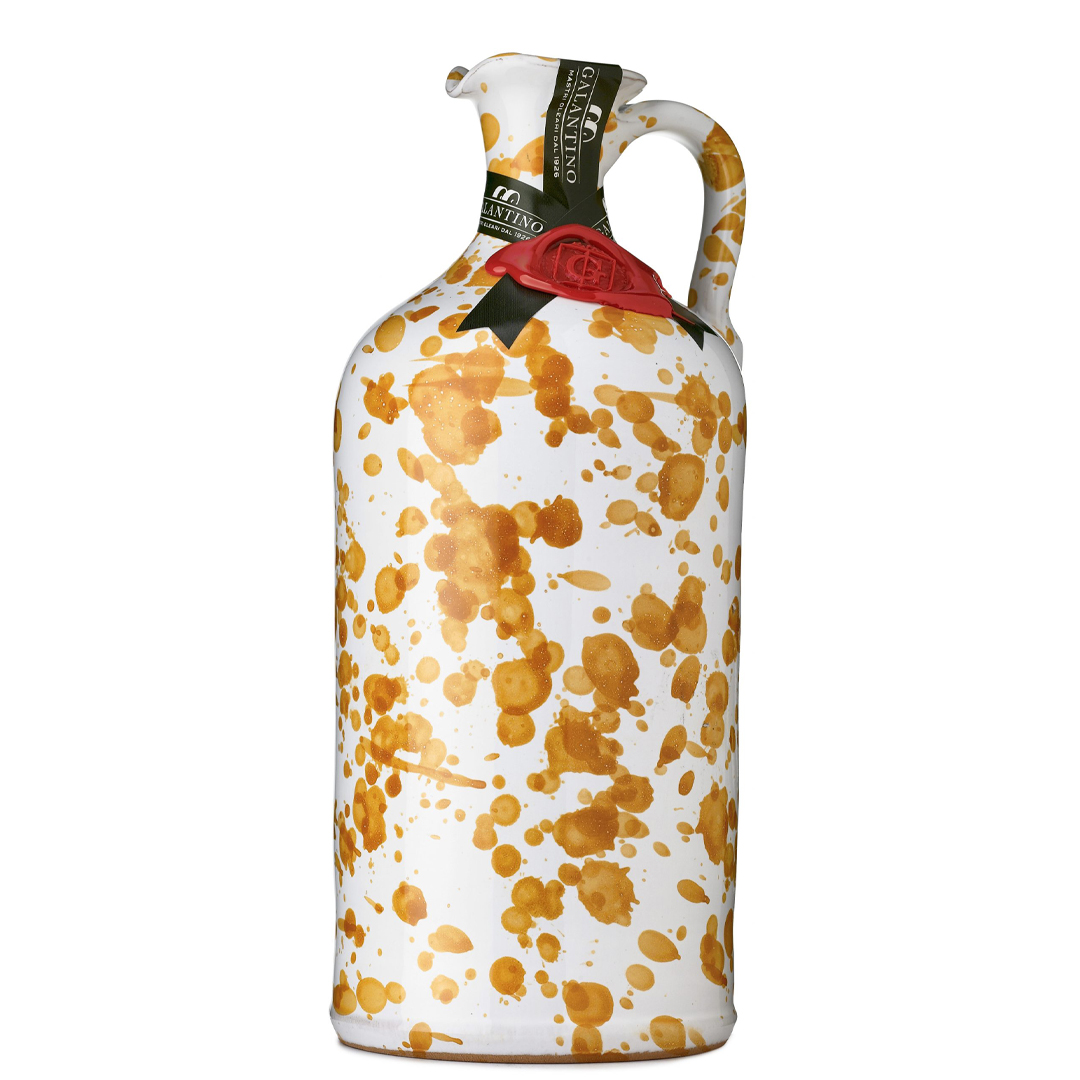 Alyvuogių aliejus GALANTINO Fantasia dizainas geltonas keramikiniame butelyje 0,5l