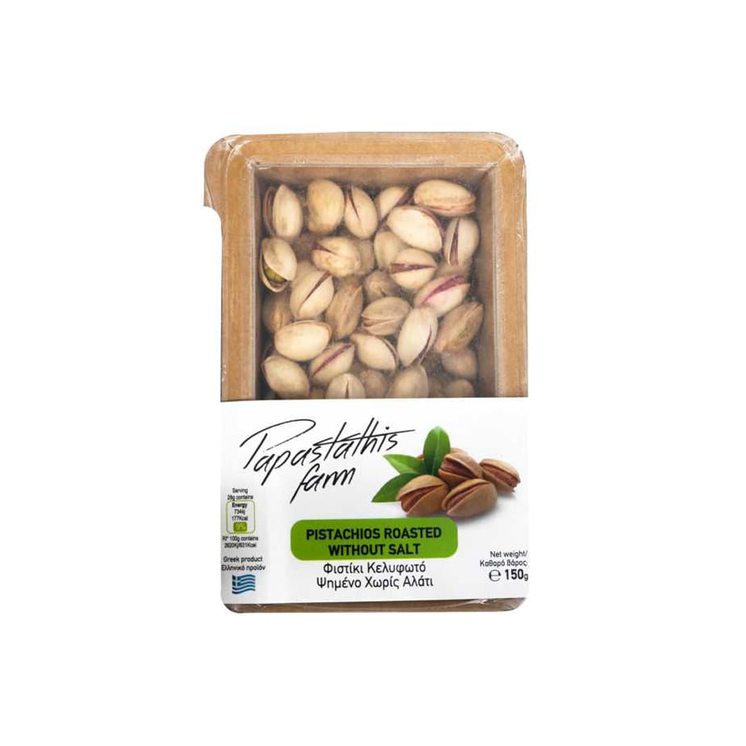 60410_Pistacijų riešutai PAPASTATHIS FARM kepinti be druskos (ecopack) 150g-min