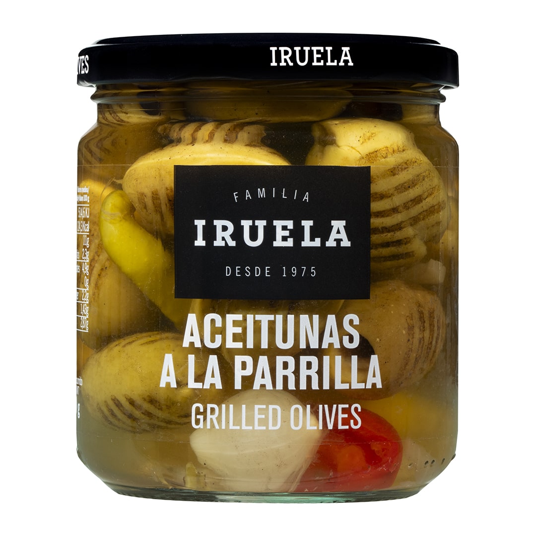 60442_Grilintos žaliosios alyvuogės IRUELA be kauliuko marinate 365g-min